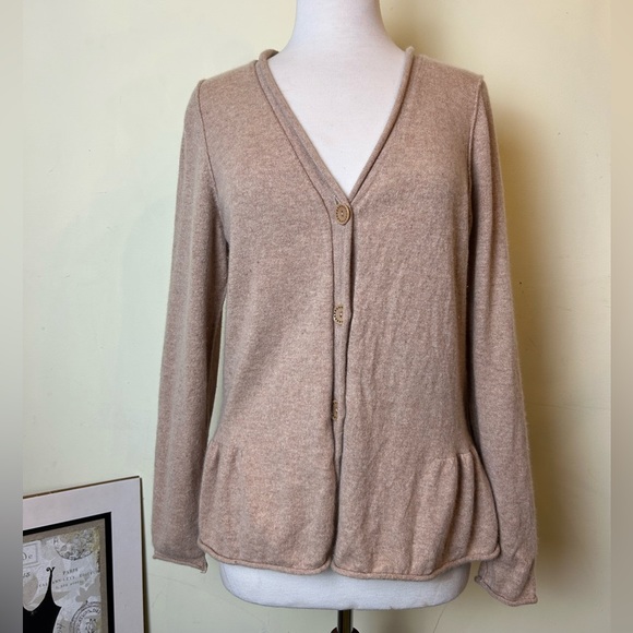 Sundance Cardigan Sweater Size L Peanut Color Long Sleeve Button 100% Cashmere - Picture 1 of 9